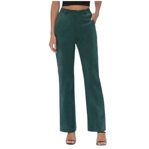 Avec Les Filles Women's Satin Side Stripe Velvet Pants Forest Green, Size 4 NWOT